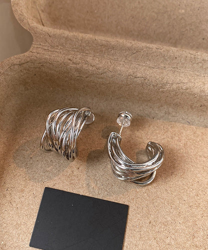 2026 New Gold Metal Silver Needle Stud Earrings