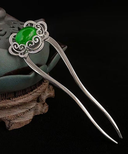 2026 New Green Stainless Steel Jade Ruyi Hairpin