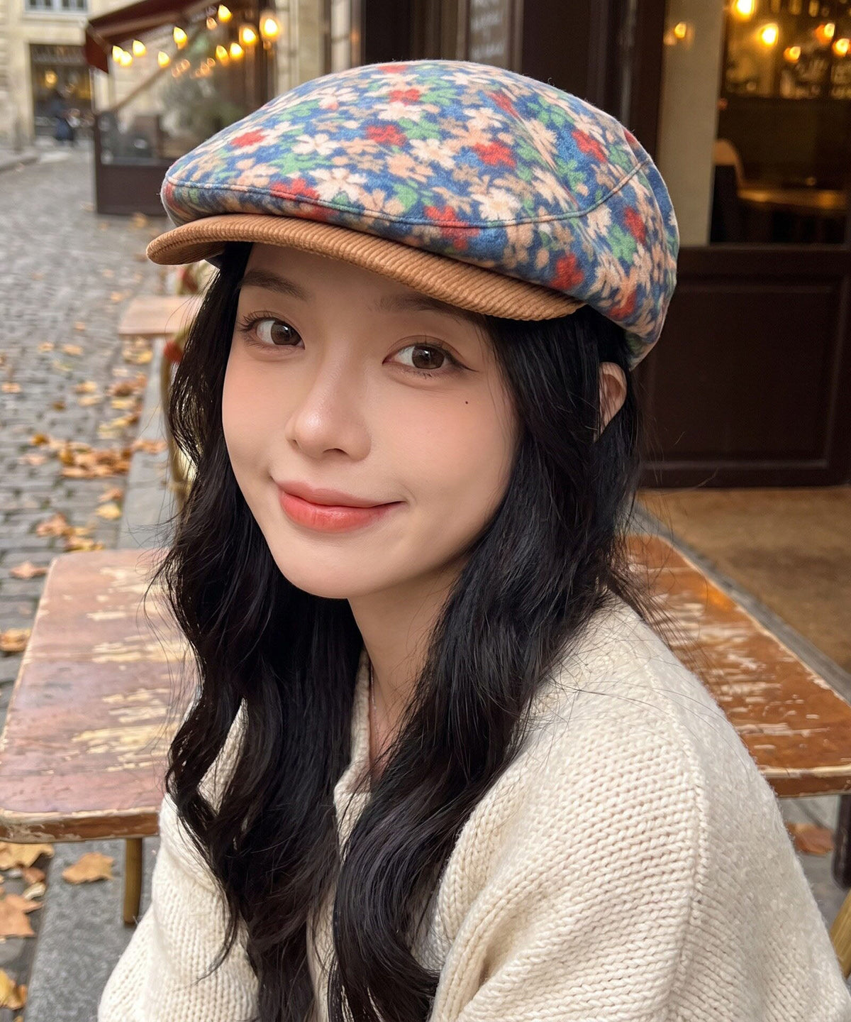 2026 New Khaki Flower Versatile Woolen Breton Hat
