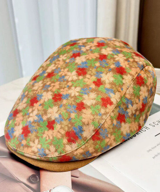 2026 New Khaki Flower Versatile Woolen Breton Hat