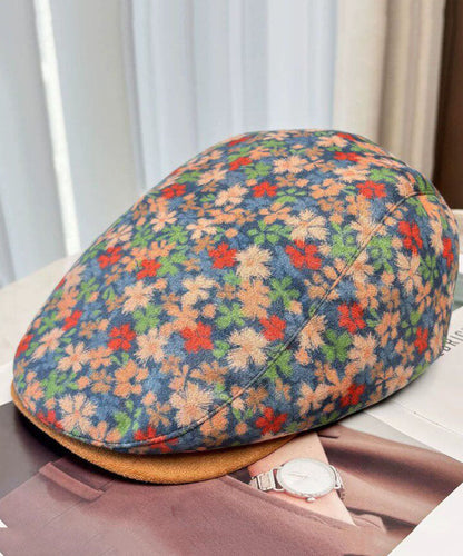 2026 New Khaki Flower Versatile Woolen Breton Hat
