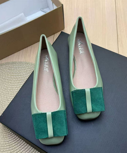 2026 New Orange Round Toe Bow Faux Leather Plus Size Flat Shoes