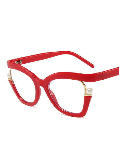 2026 New Pearl Irregular Black Full Frame Reading Glasses