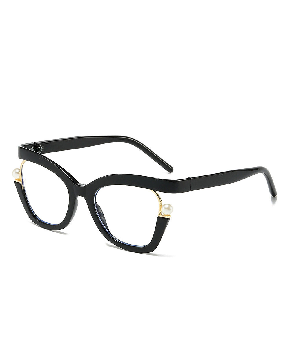 2026 New Pearl Irregular Black Full Frame Reading Glasses