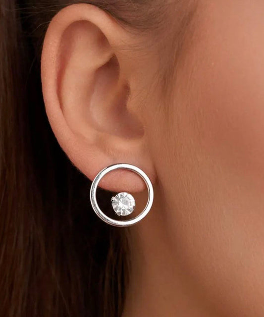 2026 New Silk Stainless Steel Zircon Stud Earrings