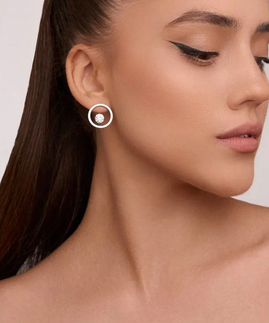 2026 New Silk Stainless Steel Zircon Stud Earrings