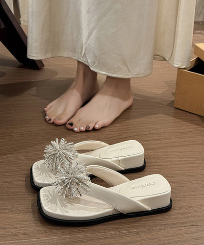 2026 New Silver Water Diamond Fireworks Flip Flops Summer