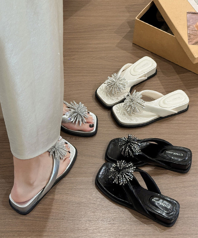 2026 New Silver Water Diamond Fireworks Flip Flops Summer