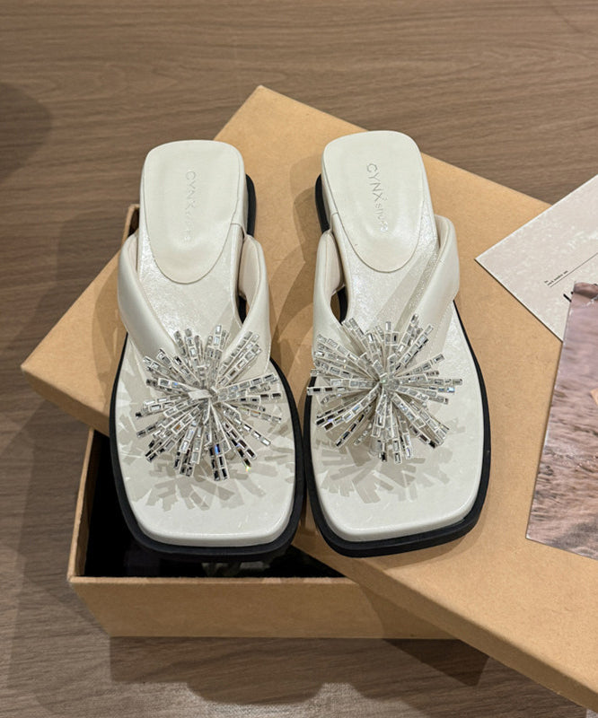 2026 New Silver Water Diamond Fireworks Flip Flops Summer