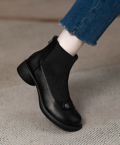 2026 New Splicing Chunky Boots Black Sheepskin