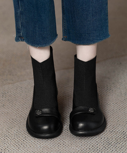 2026 New Splicing Chunky Boots Black Sheepskin