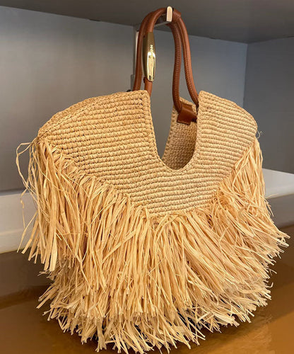 2026 New Tassel Straw Woven Large Capacity Tote Bag
