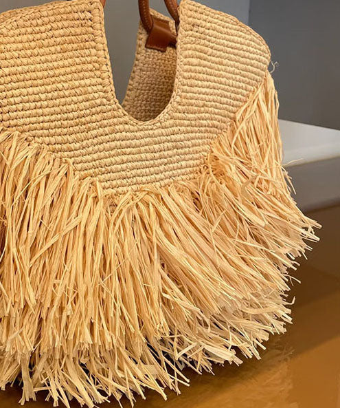 2026 New Tassel Straw Woven Large Capacity Tote Bag