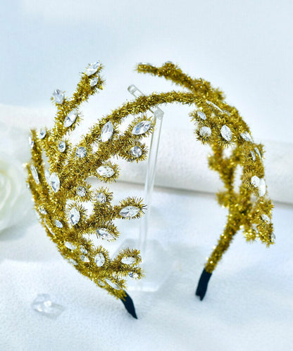 2026 New Turmeric Yellow Weave Crystal HairPiece