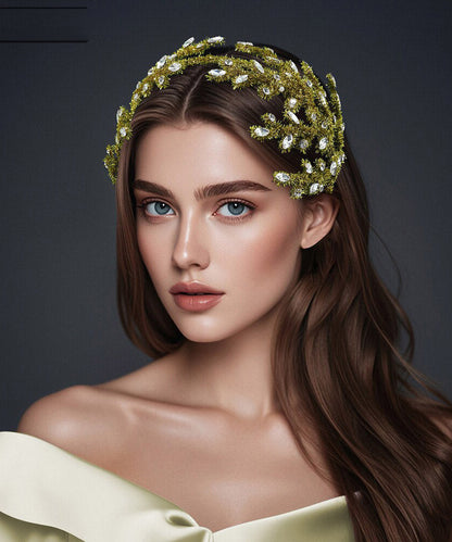 2026 New Turmeric Yellow Weave Crystal HairPiece