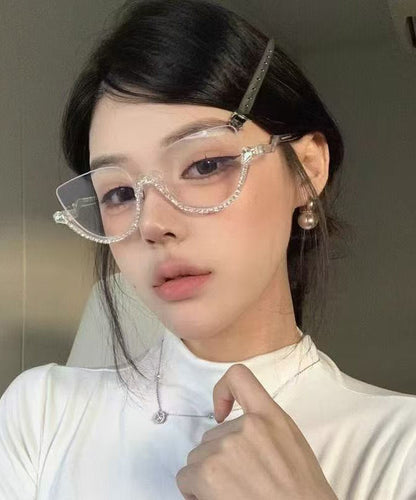 2026 New Zircon Studded Anti Blue Light Half Rim Reading Glasses