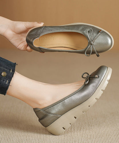 2026 Wedge Flat Feet Shoes Champagne Faux Leather