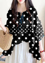 Load image into Gallery viewer, Organic Pink Ruffled Print Lace Up Cotton Shirts Half Sleeve