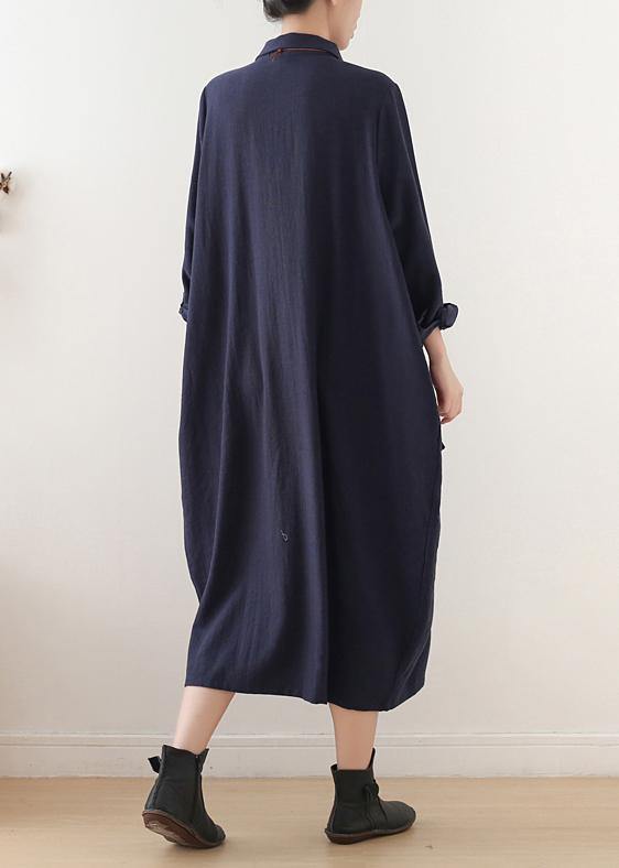 Classy Lapel Button Down Wardrobes Photography Black Long Dresses - SooLinen