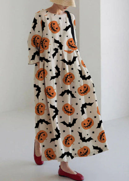 Purple Cotton Dresses Pockets Patchwork Spring