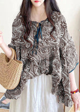 Load image into Gallery viewer, Organic Pink Ruffled Print Lace Up Cotton Shirts Half Sleeve