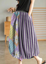 Load image into Gallery viewer, Purple Elastic Waist Linen Wide Leg Pants