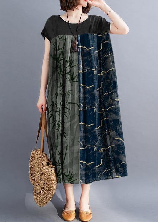 Unique gray geometry clothes o neck large hem Love summer Dresses