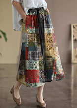 Load image into Gallery viewer, Bohemian Red geometry Elastic Waist Print Linen Skirts Summer