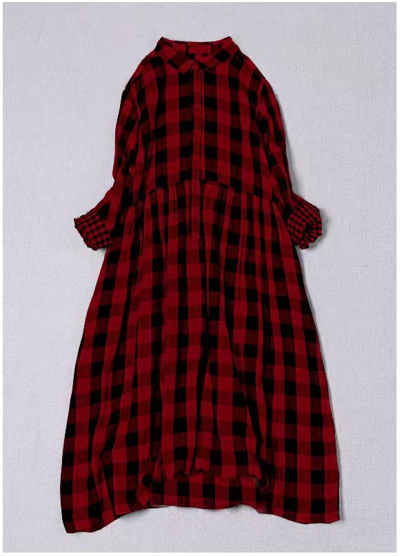 Bohemian Black White Plaid PeterPan Collar Pockets Button Fall Patchwork Dresses