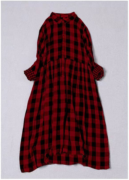 Bohemian Black White Plaid PeterPan Collar Pockets Button Fall Patchwork Dresses