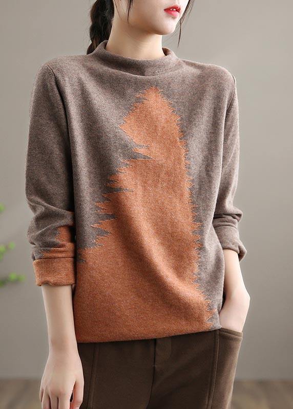 Aesthetic Blue Knitted Pullover O Neck Plus Size Knit Sweat Tops - SooLinen