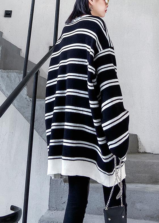 Aesthetic asymmetric patchwork black knitwear plus size clothing spring knitted pullover - SooLinen