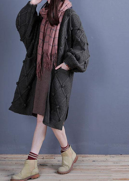 Aesthetic fall knit sweat tops fall fashion green side open knitted jackets - SooLinen