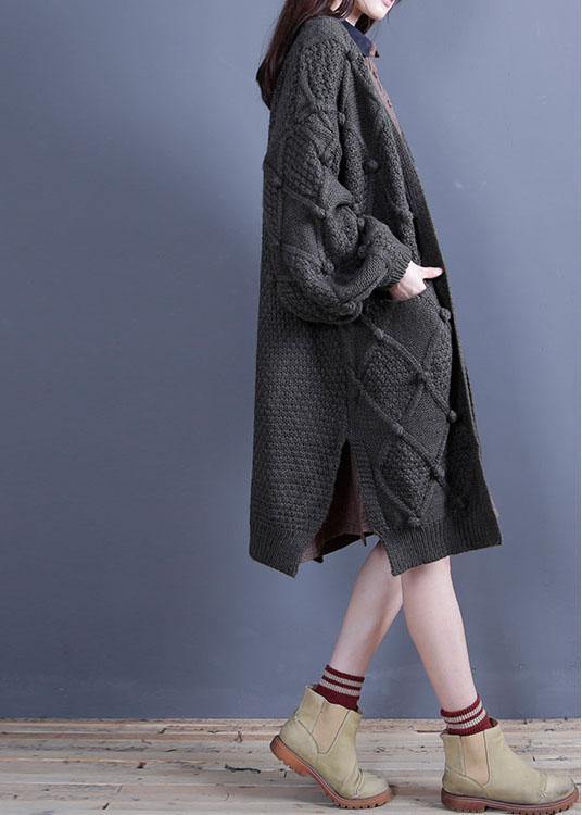 Aesthetic fall knit sweat tops fall fashion green side open knitted jackets - SooLinen