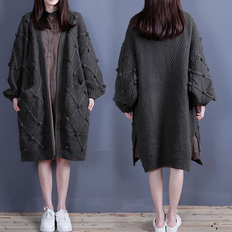 Aesthetic fall knit sweat tops fall fashion green side open knitted jackets - SooLinen