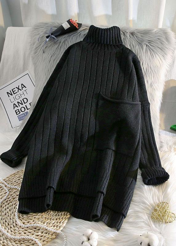 Aesthetic high neck beige knit sweat tops spring fashion low high designknit blouse - SooLinen