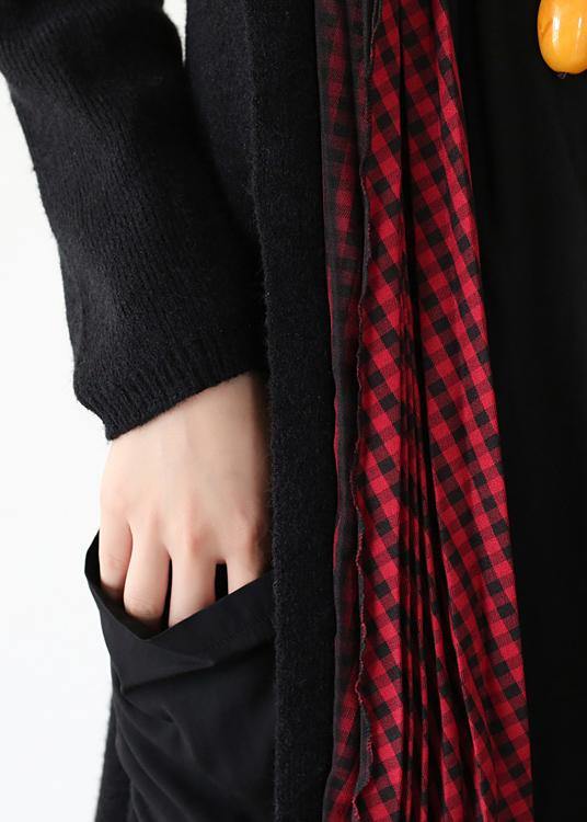 Aesthetic knit sweat tops plus size clothing red Batwing Sleeve cardigan - SooLinen