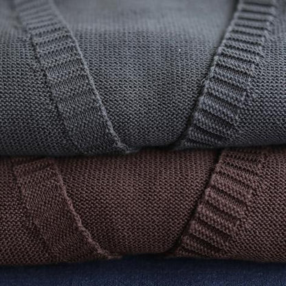 Aesthetic knitwear plus size dark gray v neck sleeveless knitted jackets - SooLinen