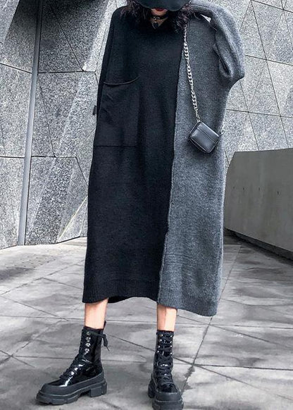 Aesthetic winter Sweater patchwork Aesthetic Vintage gray knitwear - SooLinen