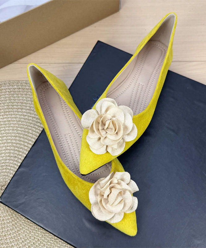 Apricot Flat Shoes For Women Splicing Floral Pointed Toe Plus Size