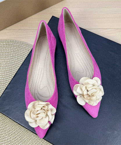 Apricot Flat Shoes For Women Splicing Floral Pointed Toe Plus Size