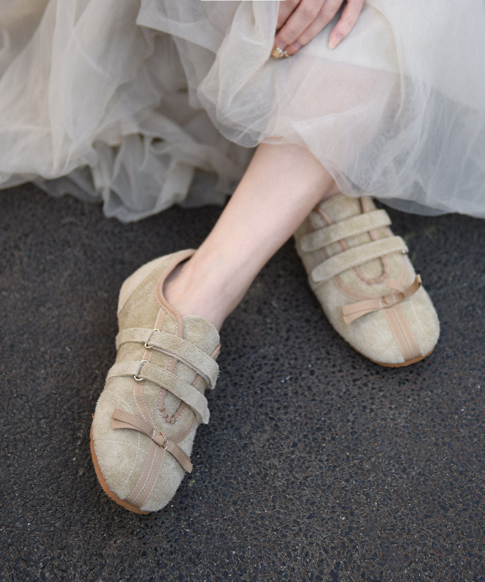 Apricot Flats Buckle Strap Flat Shoes For Women