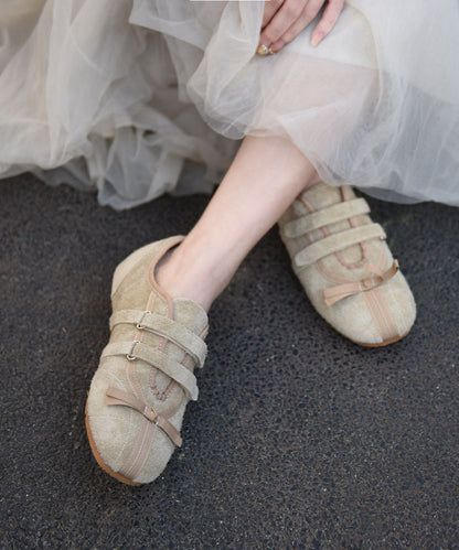Apricot Flats Buckle Strap Flat Shoes For Women