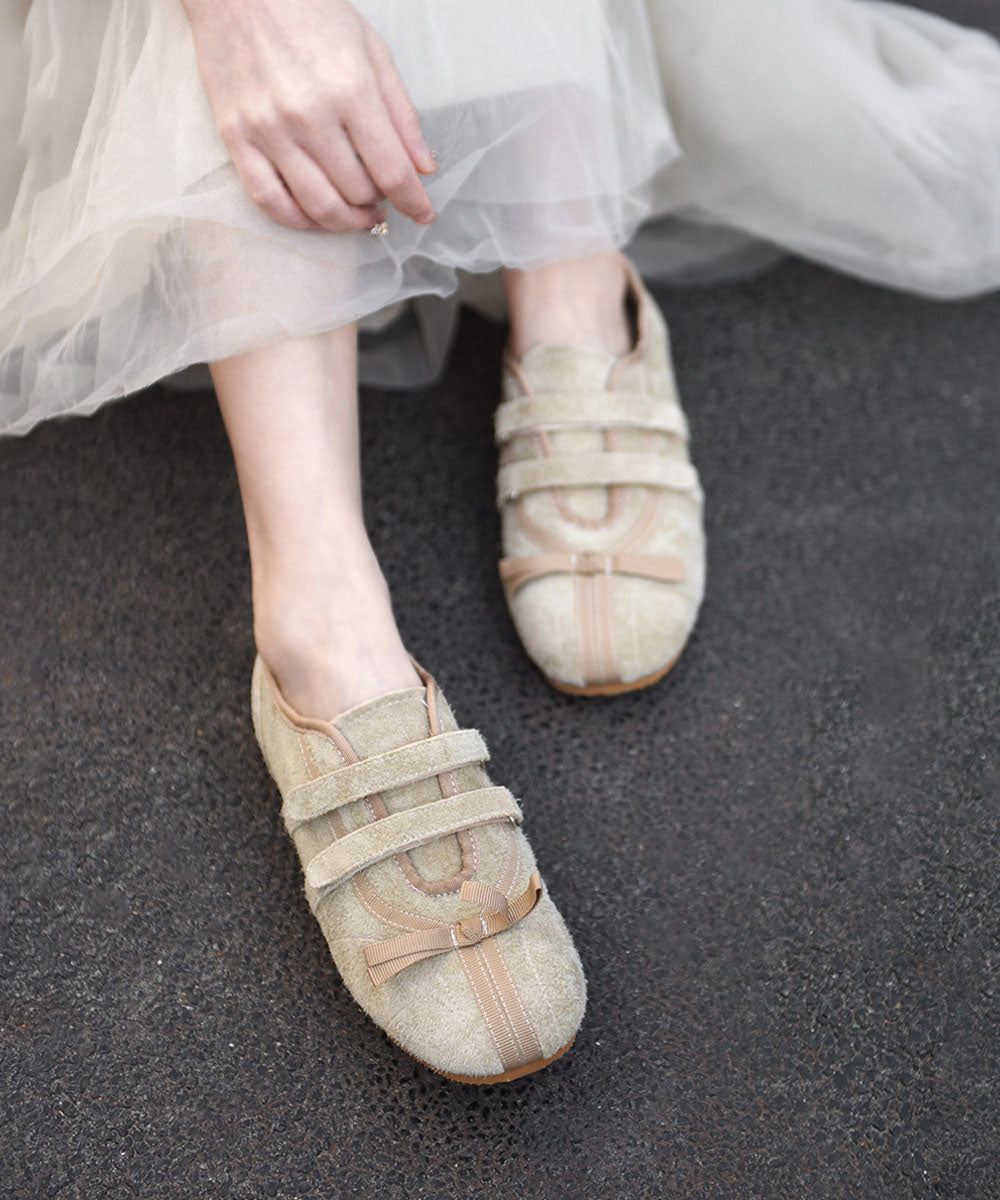 Apricot Flats Buckle Strap Flat Shoes For Women