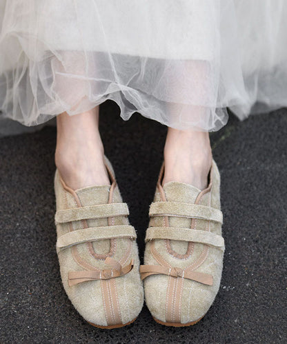 Apricot Flats Buckle Strap Flat Shoes For Women