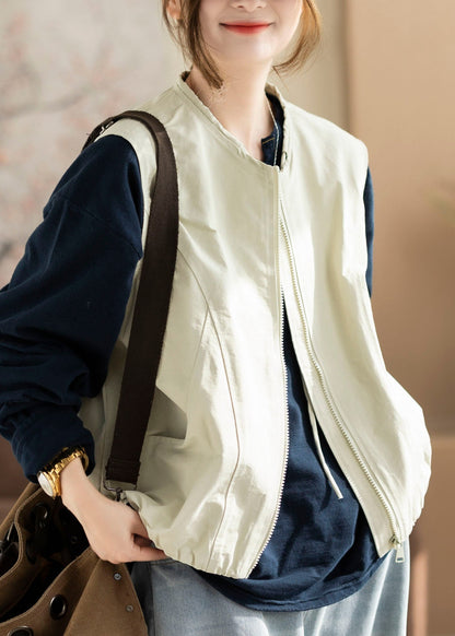 Apricot O-Neck Patchwork Waistcoat Sleeveless