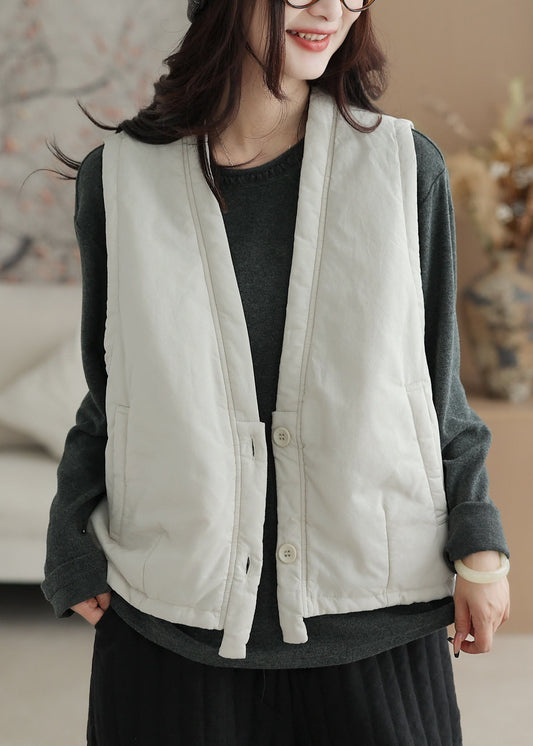 Apricot Patchwork Button Warm Solid Waistcoat Winter