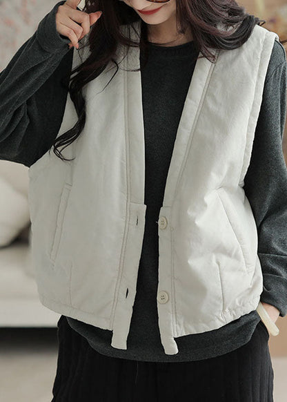 Apricot Patchwork Button Warm Solid Waistcoat Winter