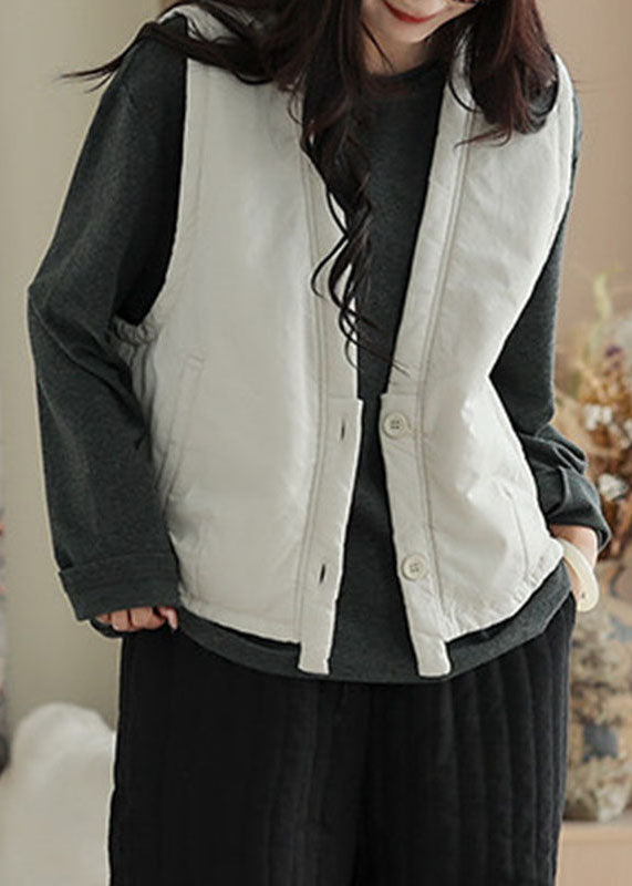 Apricot Patchwork Button Warm Solid Waistcoat Winter
