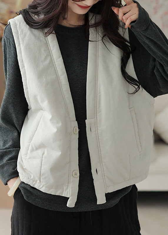 Apricot Patchwork Button Warm Solid Waistcoat Winter